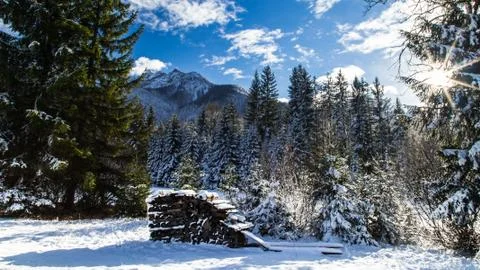 First snow at the mountain Foto stock