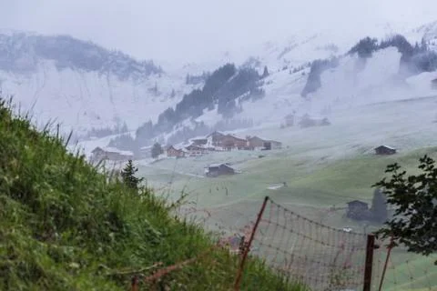 The first snow in the mountains Stock Photos