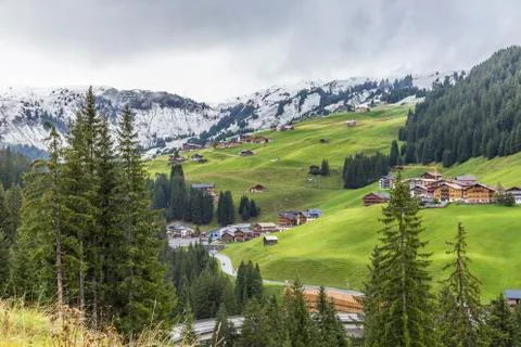 The first snow in the mountains Stock Photos