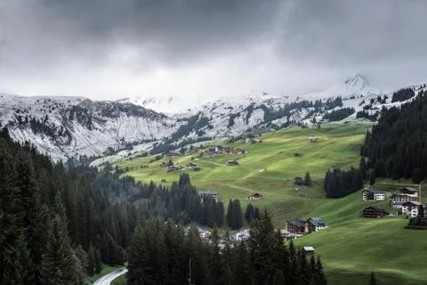 The first snow in the mountains Foto stock