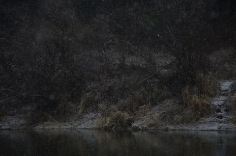 First Snow On The River Stock Photos
