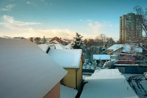 The first snow in town Foto stock