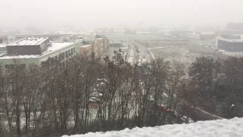 First snow of the winter in Brno, Czech Republic. Stock Footage 139614818