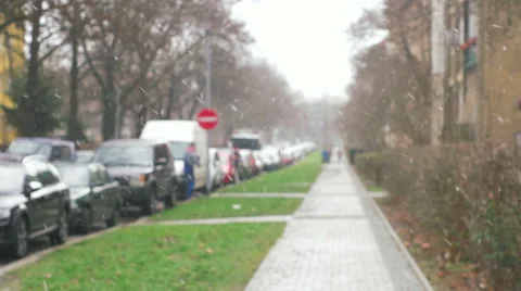 First SnowFall in the City Stock Footage 59910799
