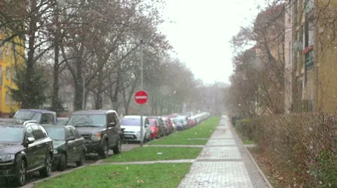 First Snowfall During Cloudy Day Stock Footage 59904443