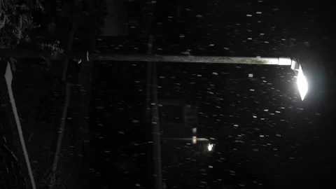First Snowfall Overlay in United Kingdom Black Background. Falling Snowflakes in Stock Footage 227606017