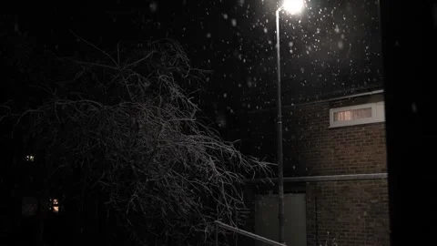 First Snowfall Overlay in United Kingdom Black Background. Falling Snowflakes in Stock Footage 227804101
