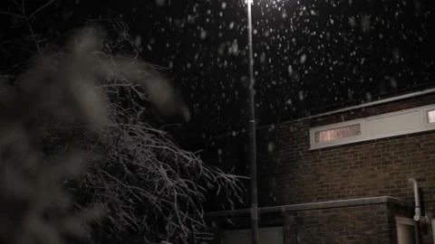 First Snowfall Overlay in United Kingdom Black Background. Falling Snowflakes in Stock Footage 234015552