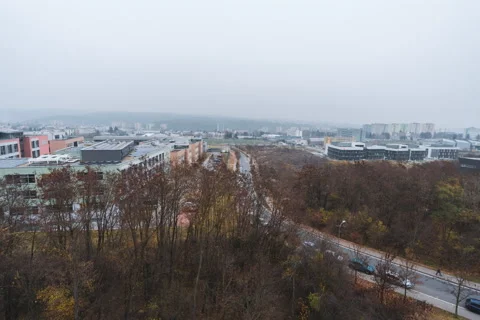 First snowfall of the winter in Brno Stock Footage 166653994
