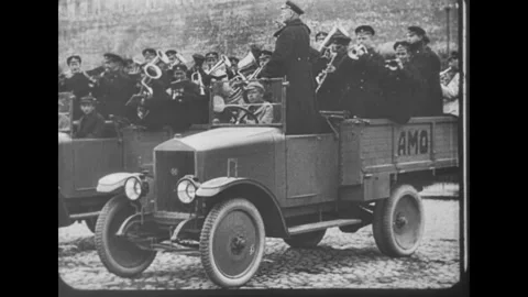 The first Soviet light trucks AMO-F-15 Stock Footage 243434743