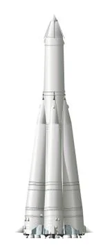 First space rocket with first satellite Stock Illustration