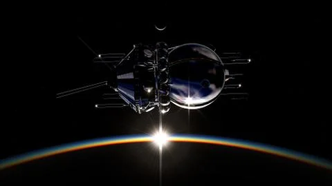 First spaceship on the orbit Stock Illustration