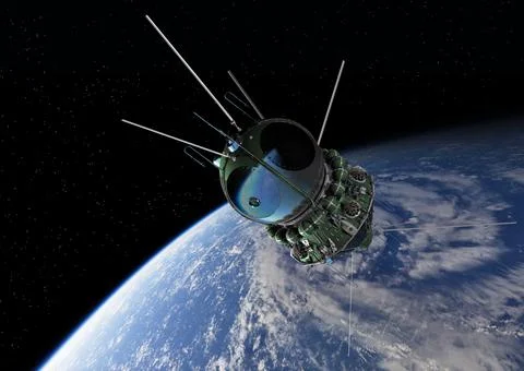 The first spaceship at the orbit Stock Illustration