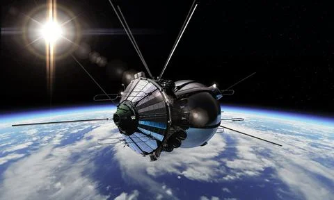 The first spaceship at the orbit Foto stock