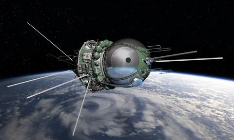 The first spaceship at the orbit Foto stock