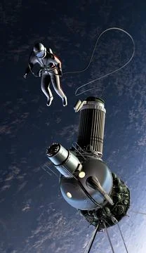 First spacewalk. 3D Illustration. Stock Illustration