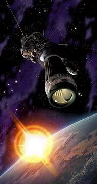 First spacewalk. 3D Illustration. Stock Illustration