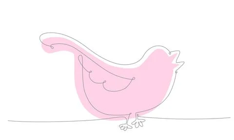 First spring bird hand draw continues one line. Vector stock illustration 스톡 일러스트