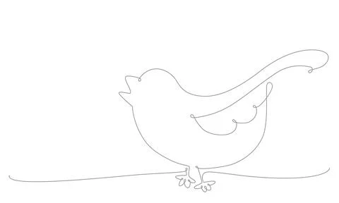 First spring bird hand draw continues one line. Vector stock illustration Stock Illustration