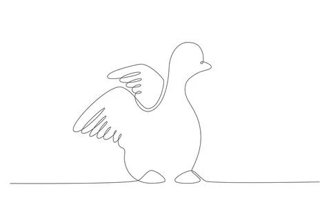 First spring bird hand draw continues one line. Vector stock illustration Stock Illustration
