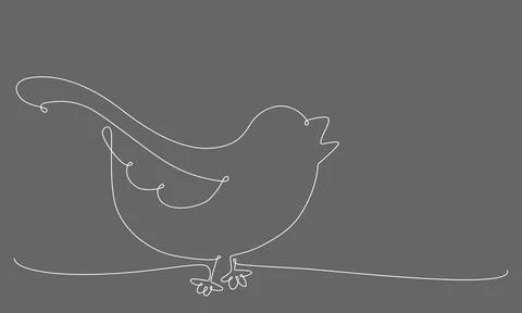First spring bird hand draw continues one line. Vector stock illustration Stock Illustration