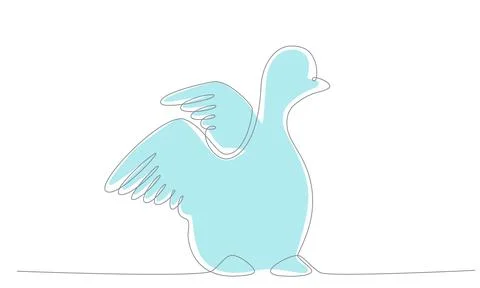 First spring bird hand draw continues one line. Vector stock illustration Stock Illustration