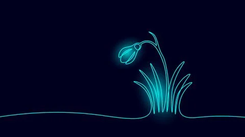 First spring flower snowdrops. One continuous line early blooming garden flower Stock-Illustration