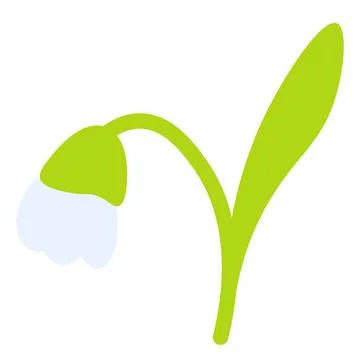 First Spring Snowdrop Flower Blooming Icon Stock Illustration