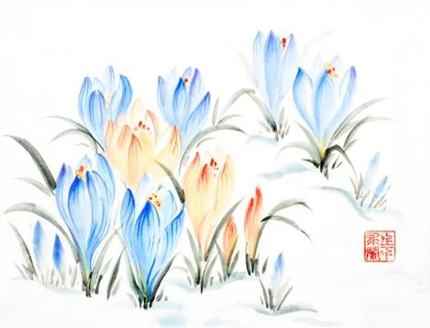 First spring snowdrops Stock Illustration