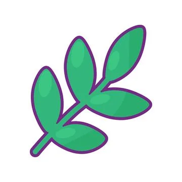 First Spring Twig With Young Green Leaves Icon 스톡 일러스트
