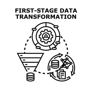 First stage data transformation process development concept Stock Illustration