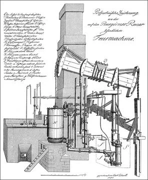  first steam engine in Germany, 1785, Hettstedt, Germany the first steam e... Foto stock