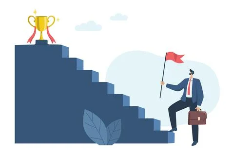 The first step to start, difficult path is the path to beautiful rewards Th.. Stock Illustration
