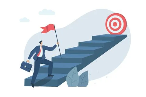 The first step to start, difficult path is the path to beautiful rewards Th.. Stock Illustration