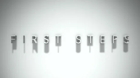 First Steps 3D title animation with shadows on a white background Stock Footage 296620224