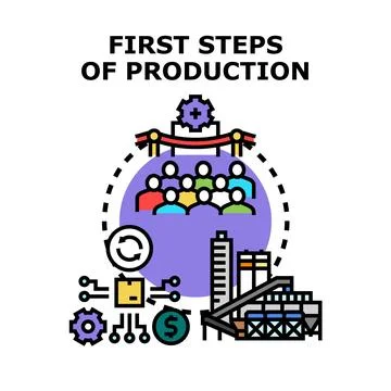 First steps of product production and manufacturing process Illustrazione stock