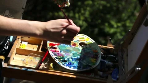 The first strokes in creating a masterpiece Stock Footage 91386233