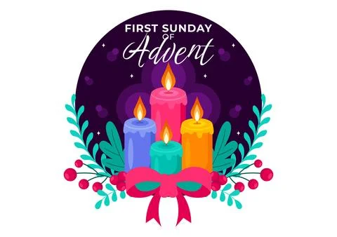 First Sunday of Advent or the Beginning of a New Church Year, Observed on N.. Stock Illustration
