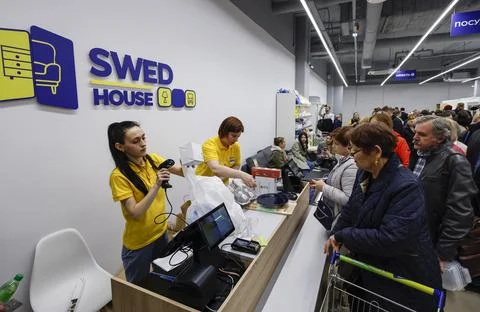 First Swed House store opens in Russia, Moscow, Russian Federation - 15 Apr 2023 Stock Photos
