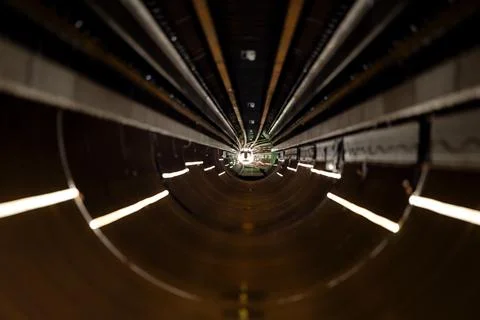 First test of hyperloop vehicle at European Hyperloop Center (EHC) in Veendam, N 스톡 사진