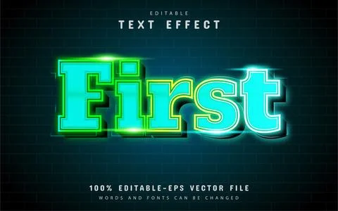 First text effect with blue gradient Stock Illustration