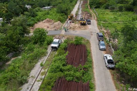 The first three sections of the Mayan Train of Mexico receive environmental endo Stock Photos