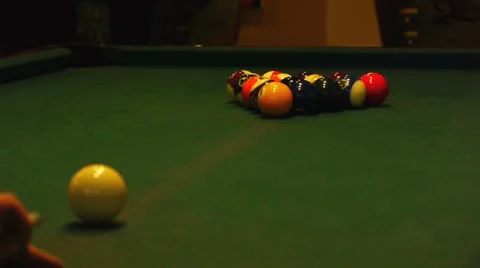 First throwing at billiards Stock Footage 909299