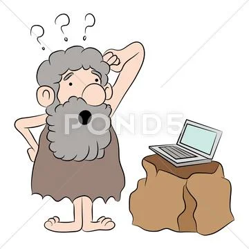 First Time Computer User Stock Illustration