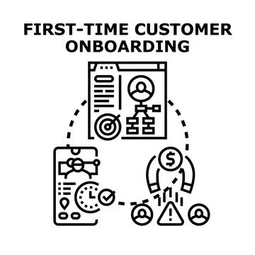 First time customer onboarding process with digital services Stock Illustration