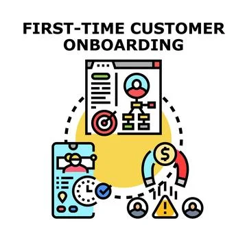 First time customer onboarding process with digital services Stock Illustration