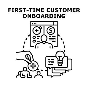 First time customer onboarding process vector concept Stock Illustration