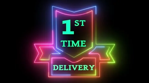 First time delivery neon sign animation Stockbeeldmateriaal 330556913