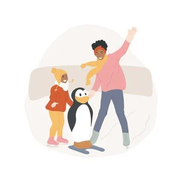 First-time ice skating abstract concept vector illustration. Illustrazione stock