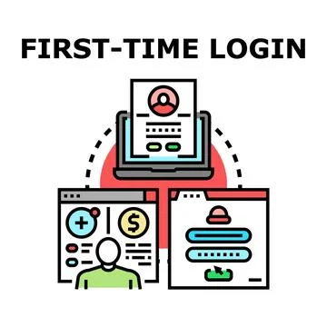First time login account creation onboarding process Illustrazione stock